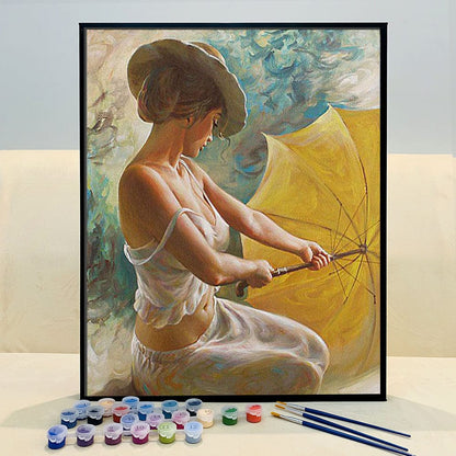 DIY Painting By Numbers - Woman Holding Umbrella