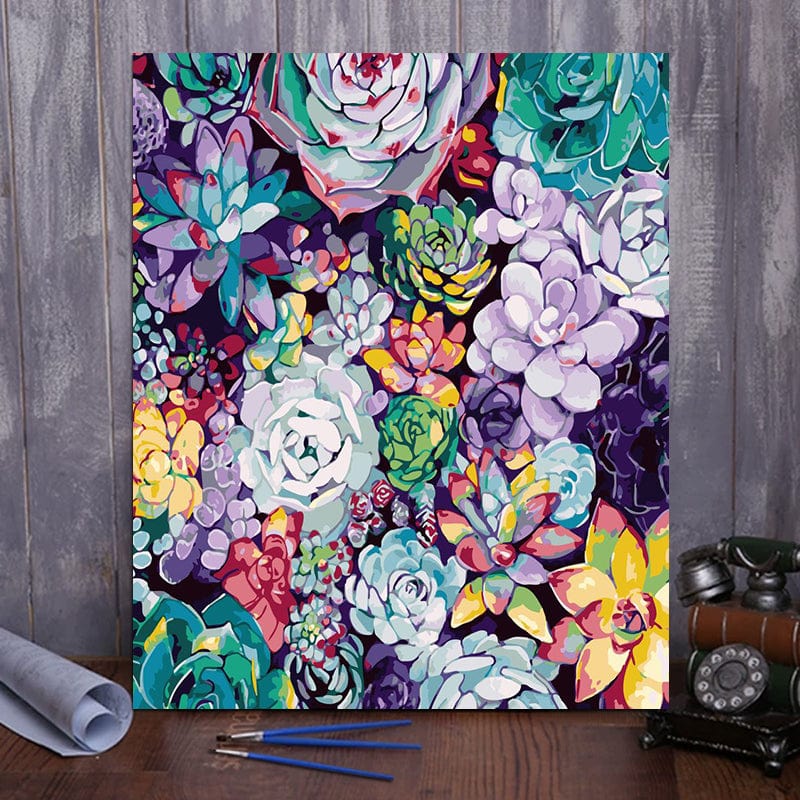 DIY Painting By Numbers - Succulents