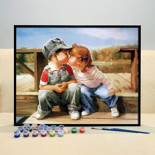 DIY Painting By Numbers - Childhood/Boy And Girl