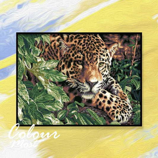 DIY Painting By Numbers - Crunching Leopard (16"x20" / 40x50cm)