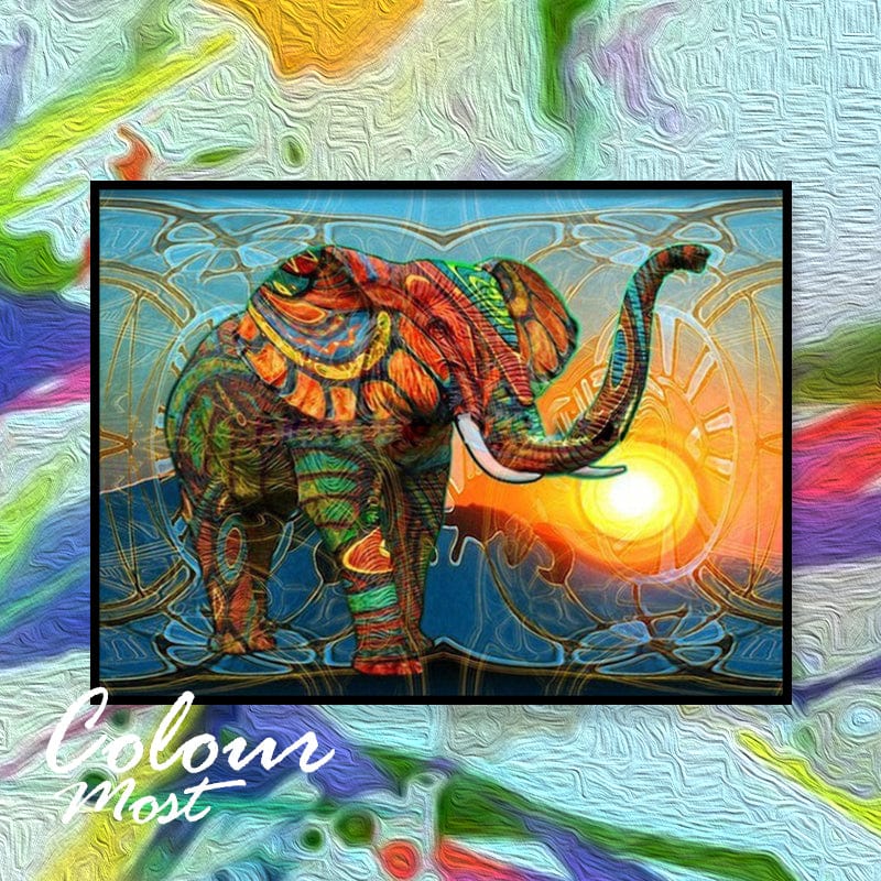 DIY Painting By Numbers Vintage Elephant 16x20 40x50cm Colourmost   ZC 200 1 