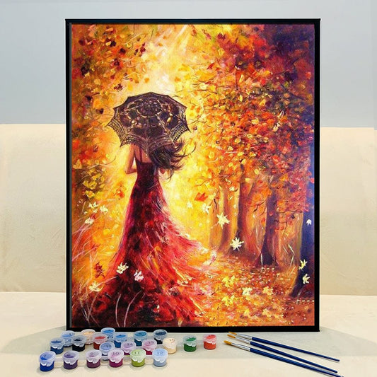 DIY Painting By Numbers - Beautiful Women Autumn Landscape