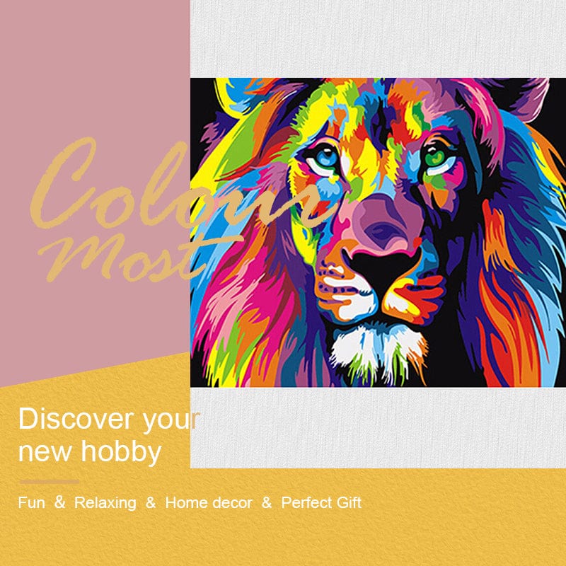 DIY Painting By Numbers - Colorful Lion (16"x20" / 40x50cm)