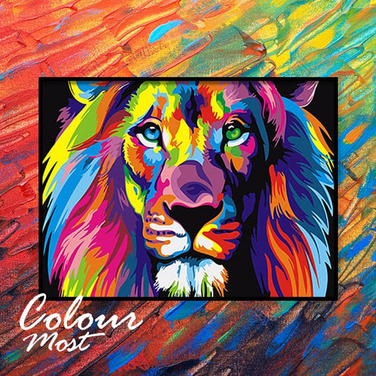 DIY Painting By Numbers - Colorful Lion (16"x20" / 40x50cm)