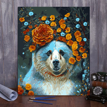 ColourMost™ DIY Painting By Numbers (EXCLUSIVE) - Bear in flowers (16"x20")