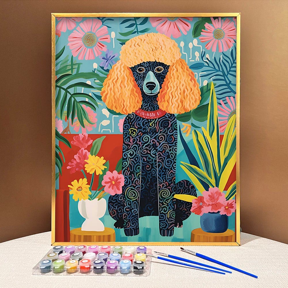 'Colorful Poodle' Paint by Numbers Kit - Immerse Yourself in a Spectrum of Joy, Embrace Doggo Tranquility, An Ideal Treat for Pooch Fans and Art Devotees Alike! - ArtVibe Paint by Numbers
