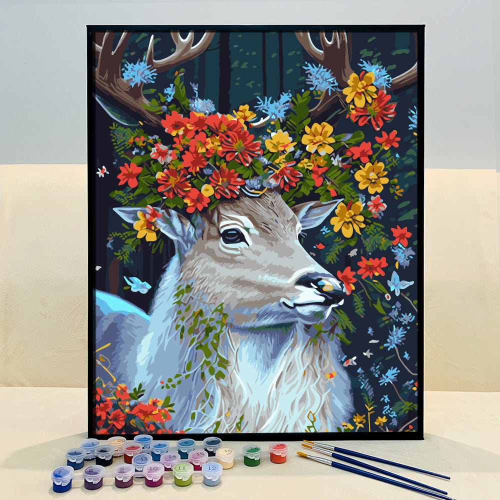 【New Year Sale】 ColourMost™ DIY Painting By Numbers (EXCLUSIVE) - Deer in  the flowers (16x20)