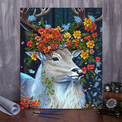 ColourMost™ DIY Painting By Numbers (EXCLUSIVE) - Deer in the flowers (16"x20")