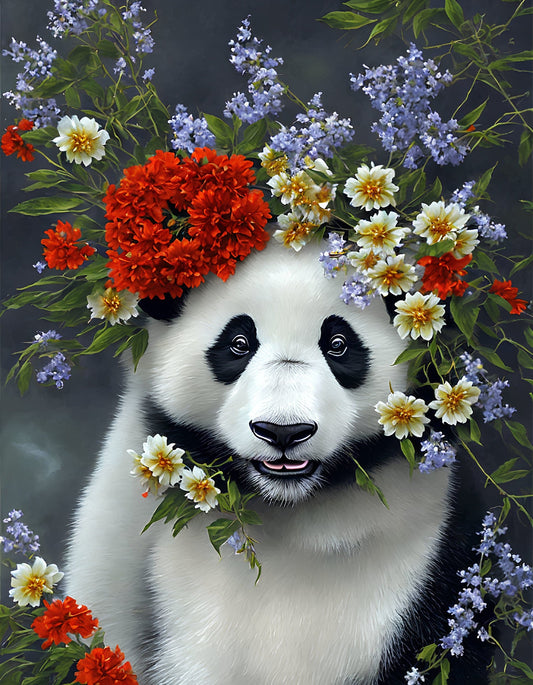 ColourMost™ DIY Painting By Numbers (EXCLUSIVE) - Panda in flowers (16"x20")
